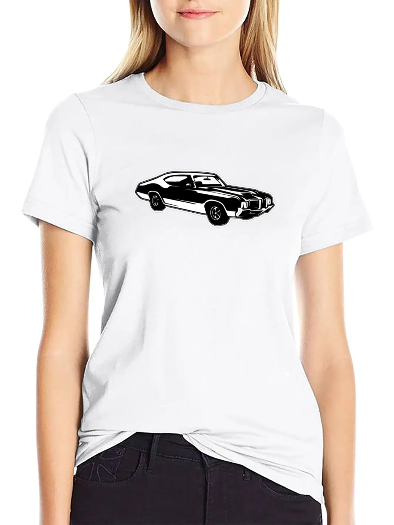 Sports Car Retro Style USA American Culture Essential Cotton Tee For Daily Outfits – Unisex Style