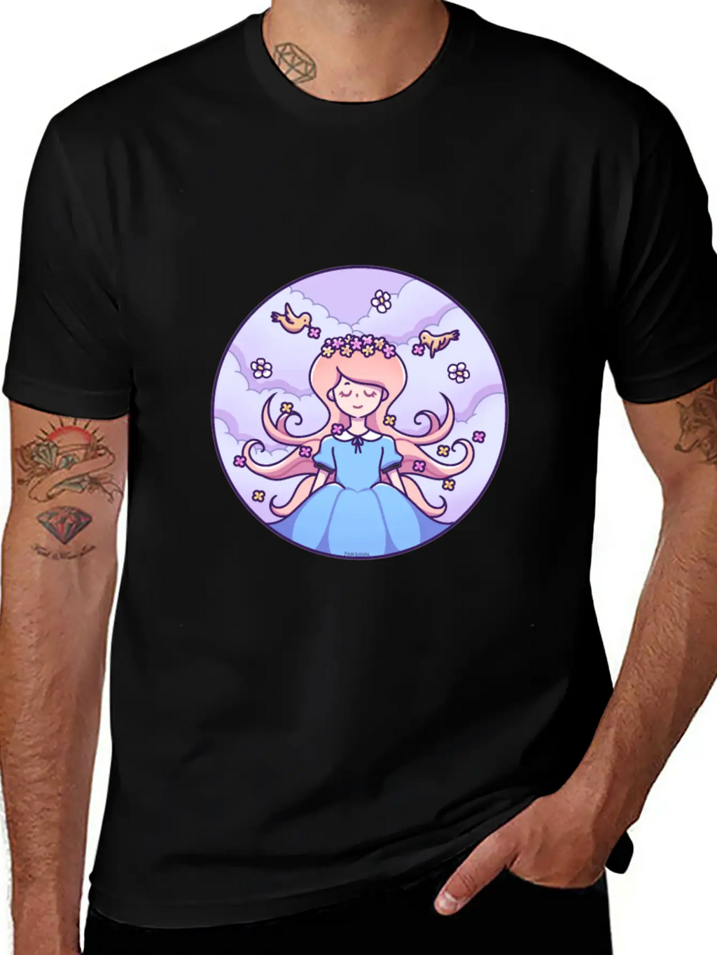 Spring Girl Birds Stylish Everyday T-Shirt – Unisex Basic Cotton Tee