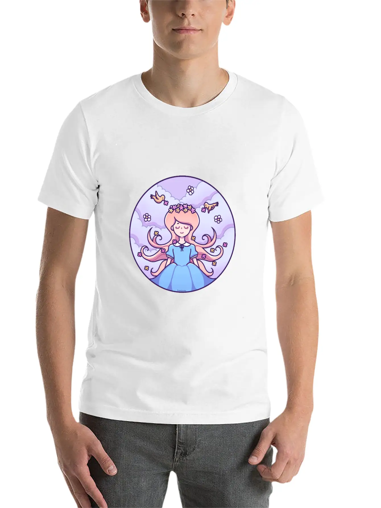 Spring Girl Birds Stylish Everyday T-Shirt – Unisex Basic Cotton Tee