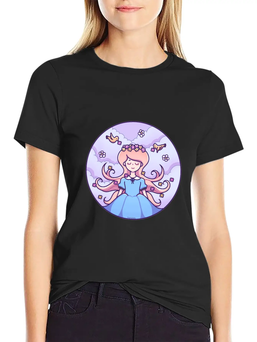 Spring Girl Birds Stylish Everyday T-Shirt – Unisex Basic Cotton Tee