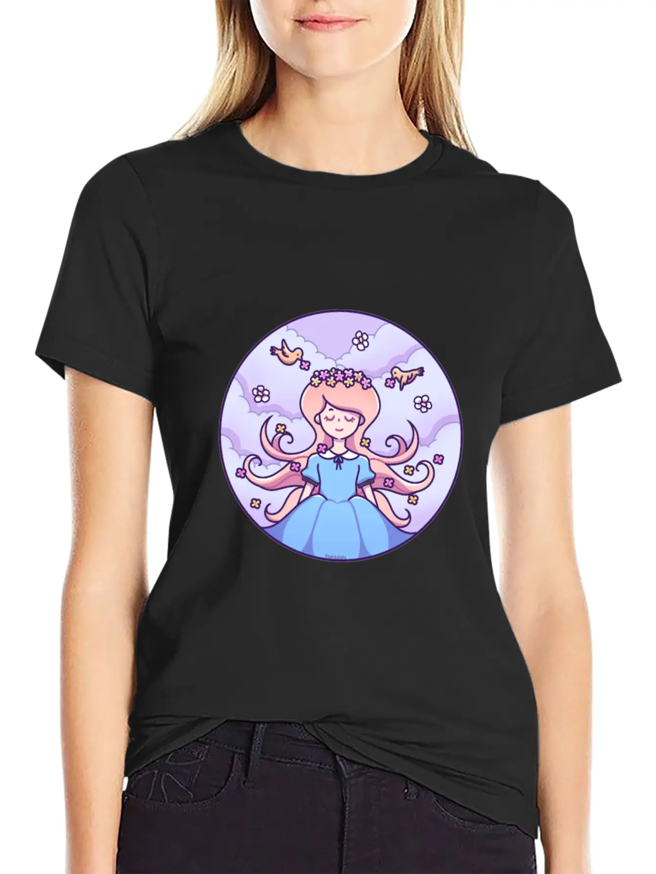 Spring Girl Birds Stylish Everyday T-Shirt – Unisex Basic Cotton Tee