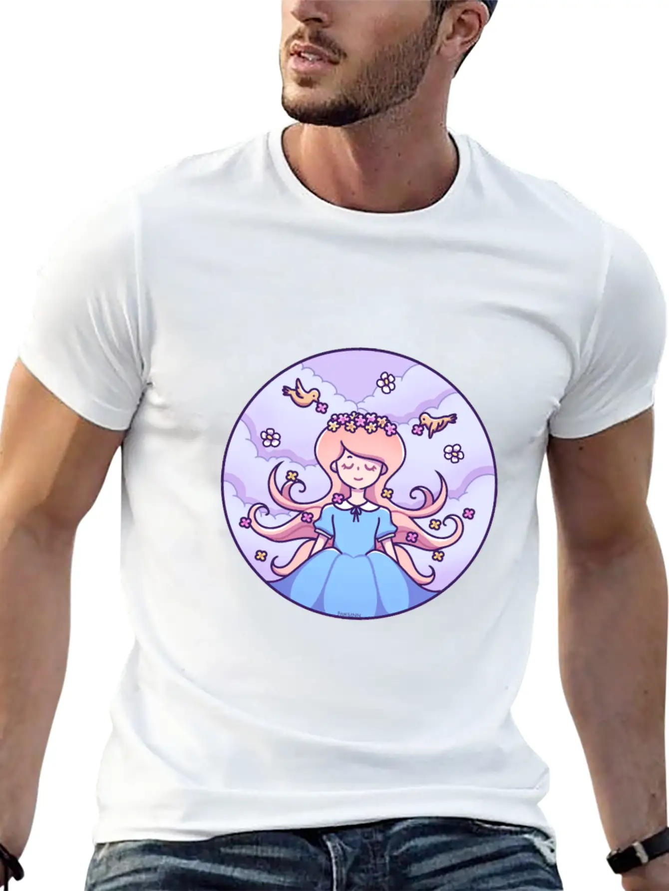 Spring Girl Birds Stylish Everyday T-Shirt – Unisex Basic Cotton Tee