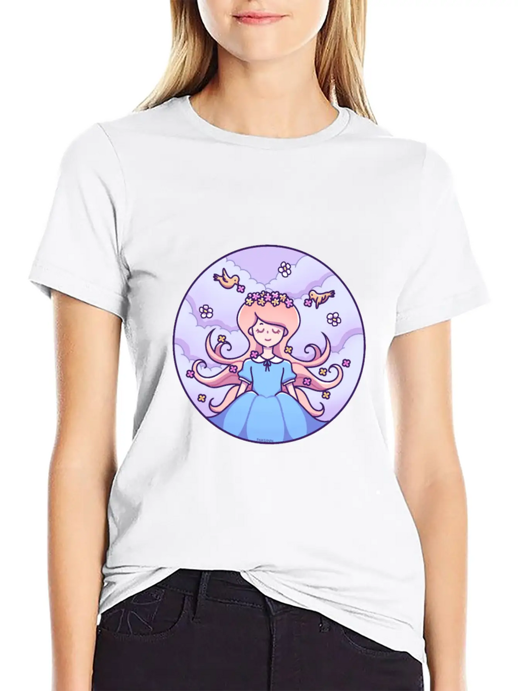 Spring Girl Birds Stylish Everyday T-Shirt – Unisex Basic Cotton Tee