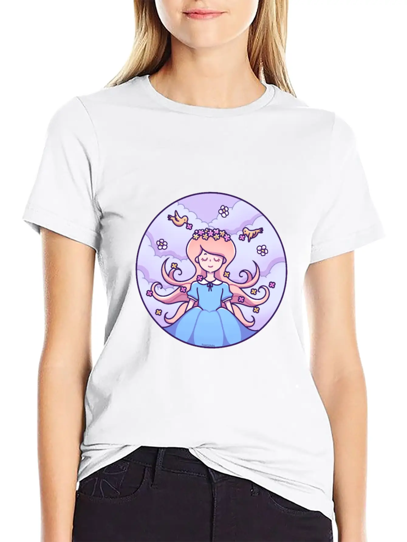 Spring Girl Birds Stylish Everyday T-Shirt – Unisex Basic Cotton Tee