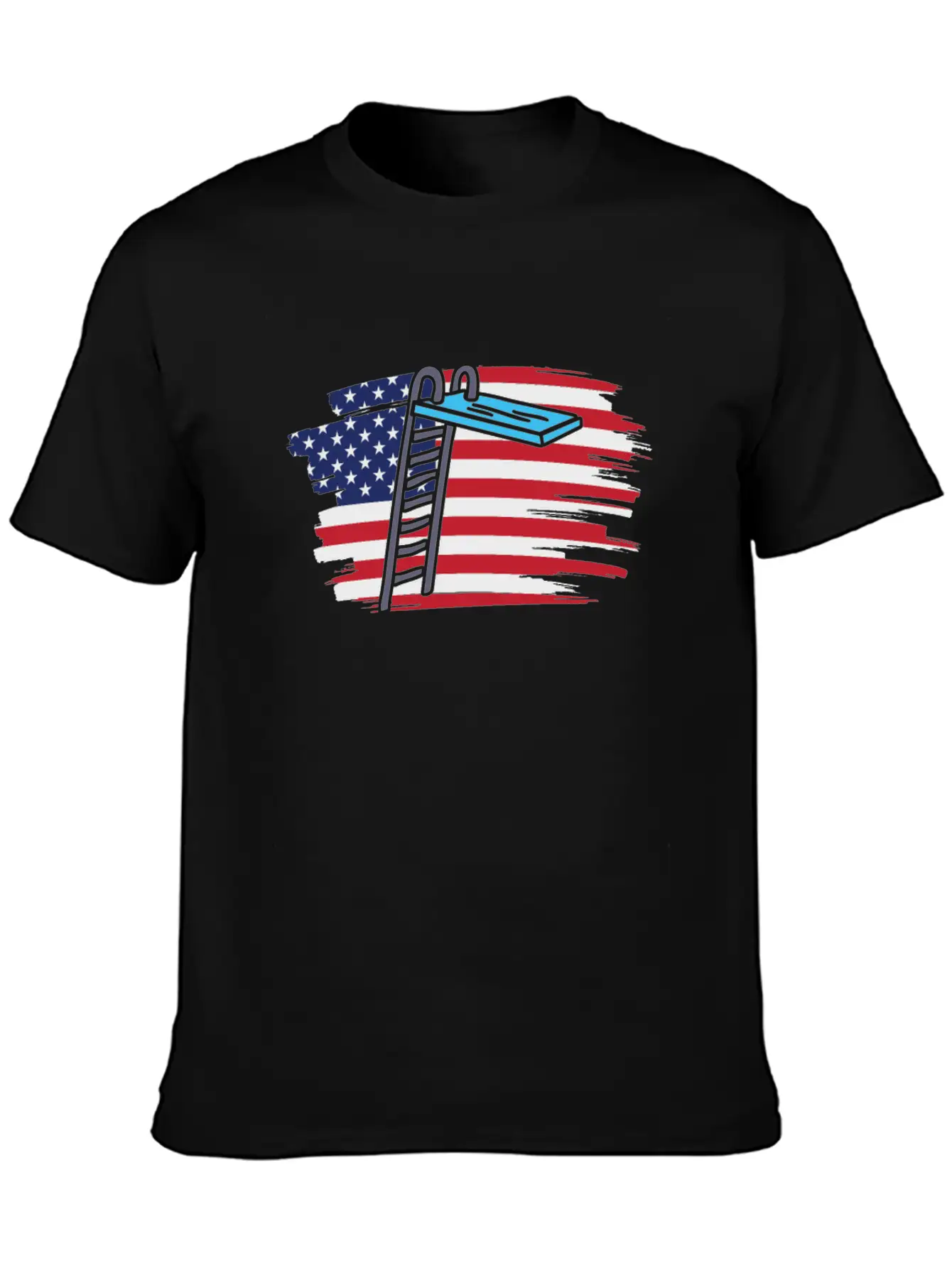 Springboard Diving Us Flag Breathable Soft Cotton T-Shirt – Timeless Casual Look