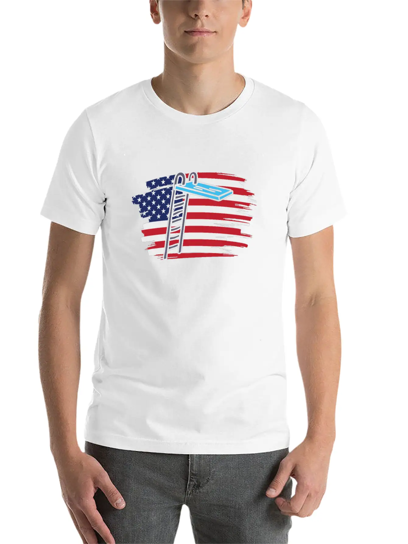 Springboard Diving Us Flag Breathable Soft Cotton T-Shirt – Timeless Casual Look