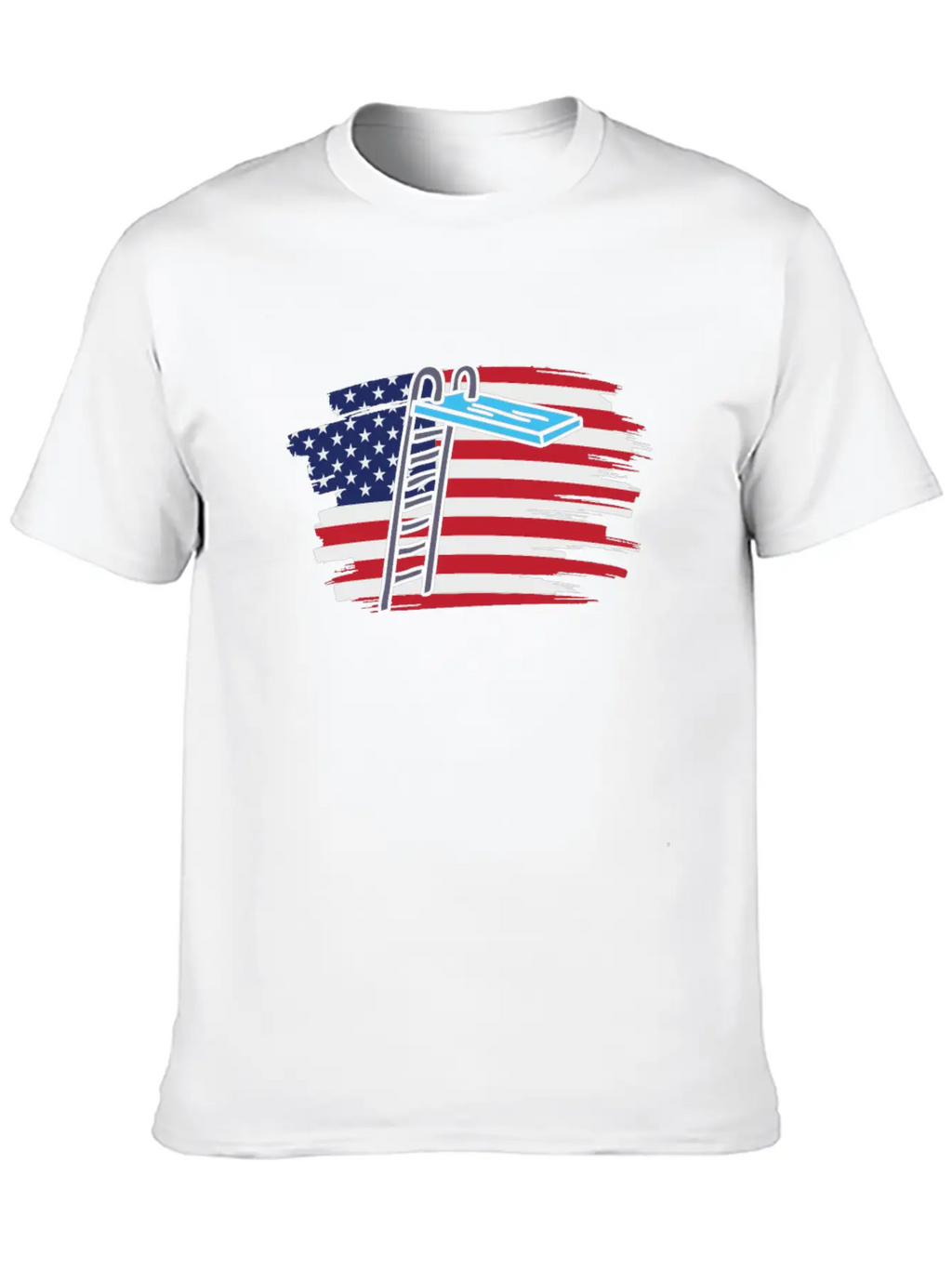 Springboard Diving Us Flag Breathable Soft Cotton T-Shirt – Timeless Casual Look