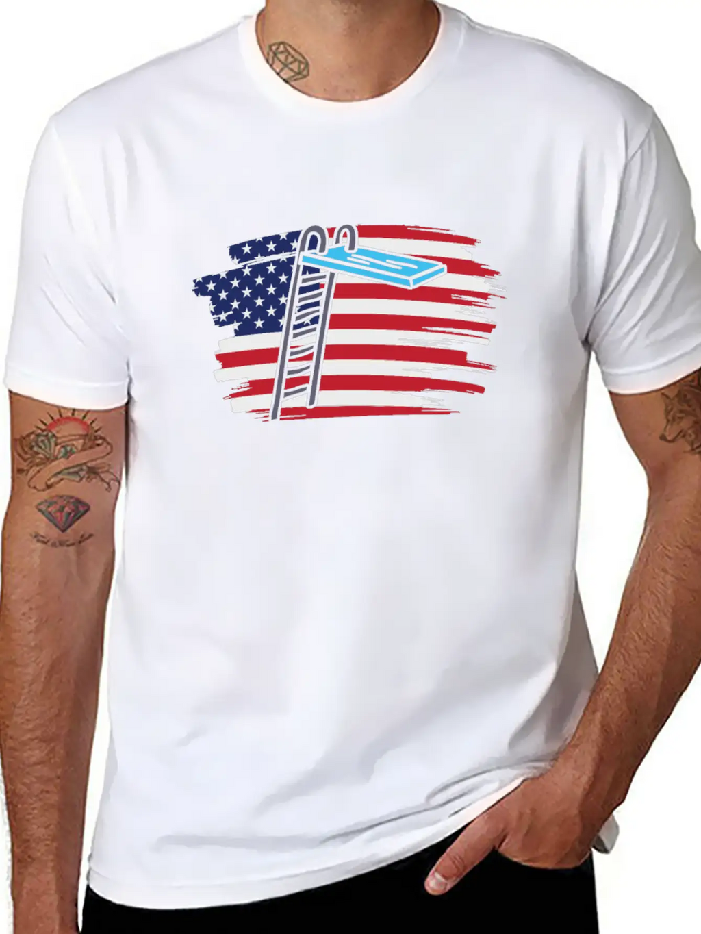Springboard Diving Us Flag Breathable Soft Cotton T-Shirt – Timeless Casual Look
