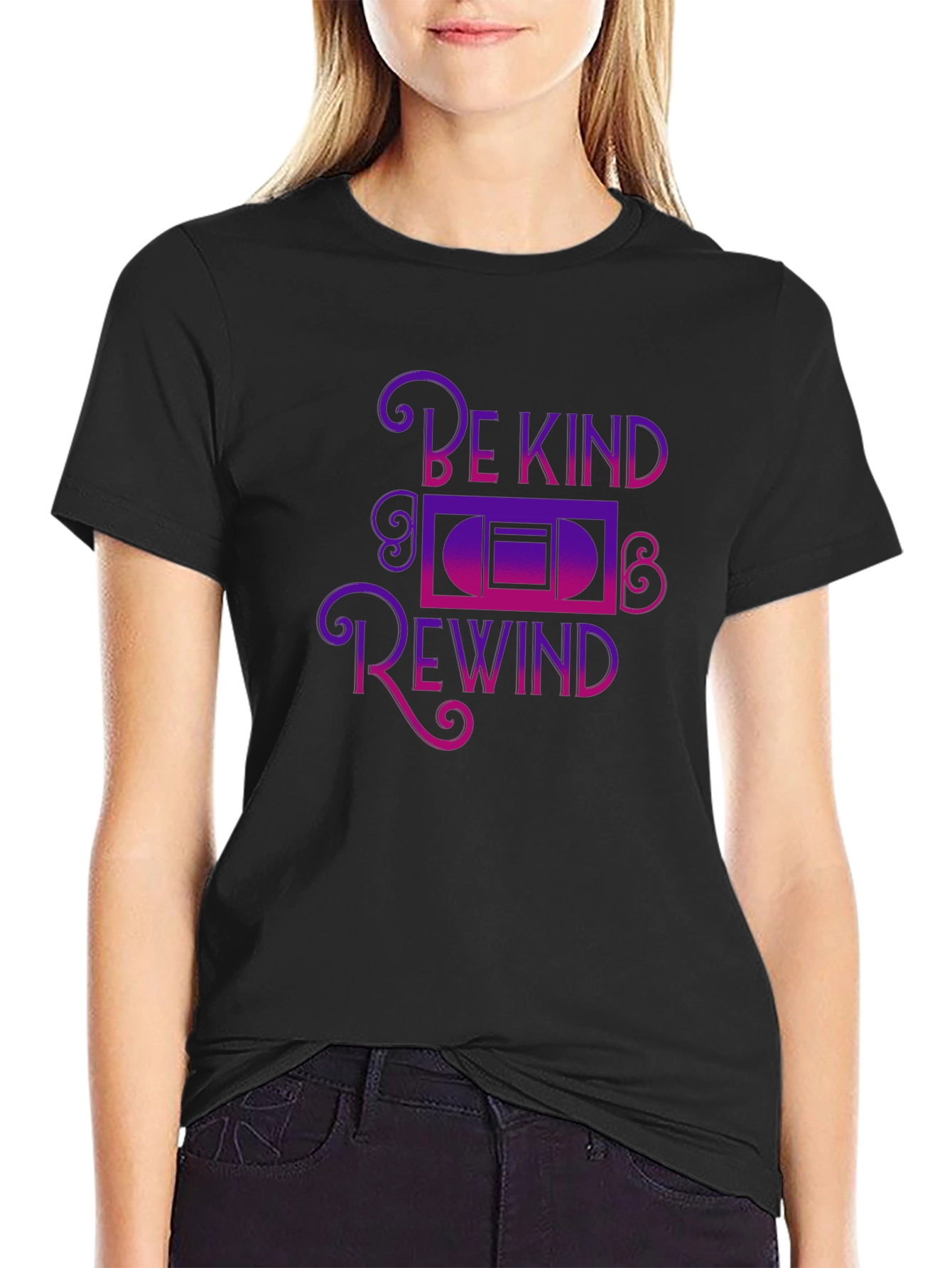 Be Kind Rewind Graphic Tee - Black