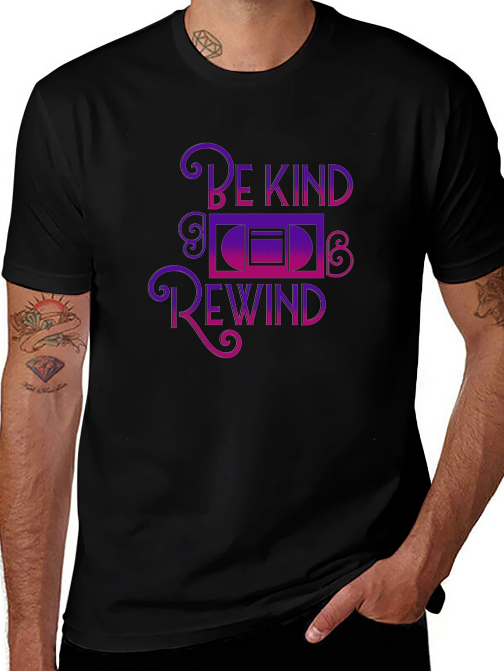 Be Kind Rewind Graphic Tee - Black