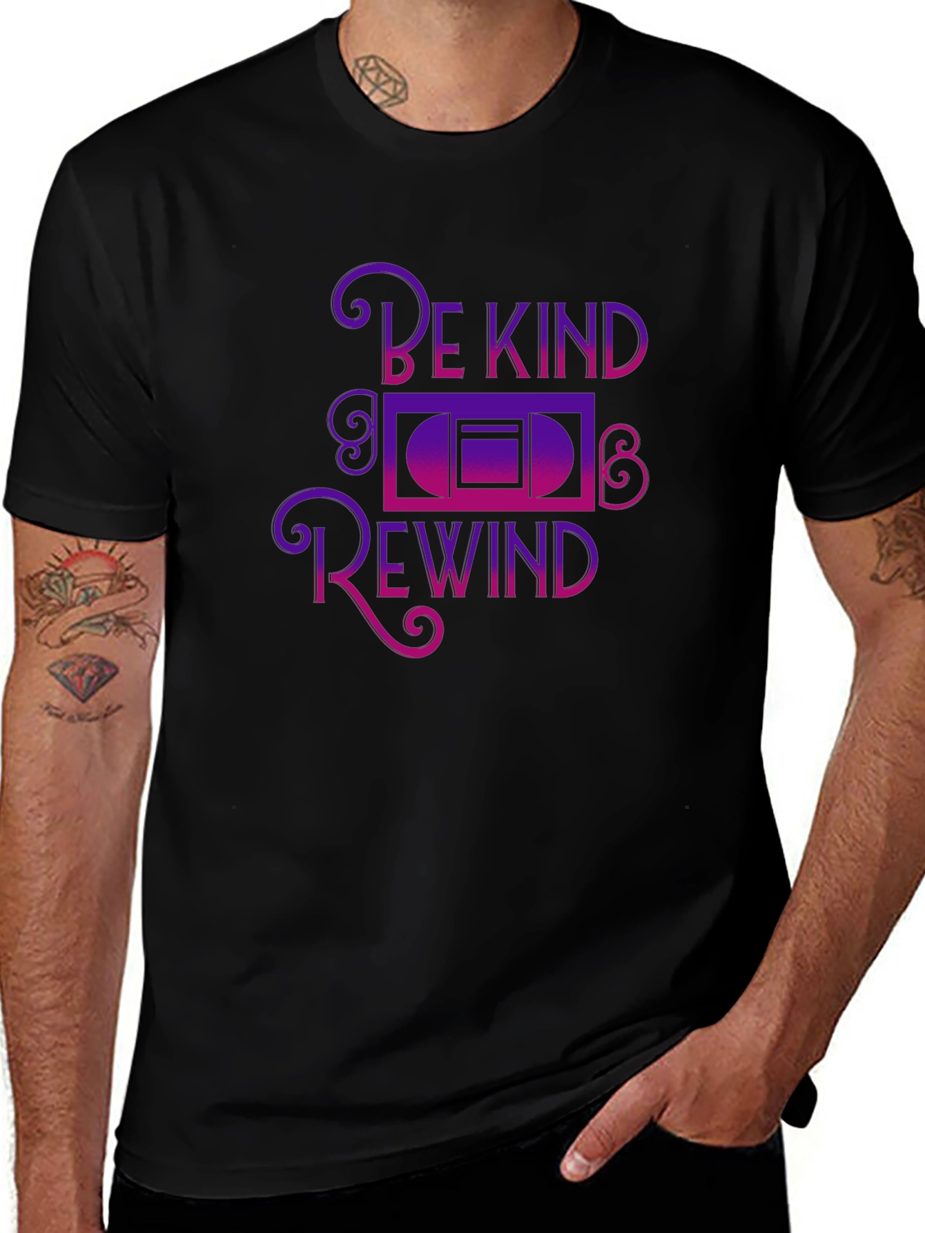 Be Kind Rewind Graphic Tee - Black