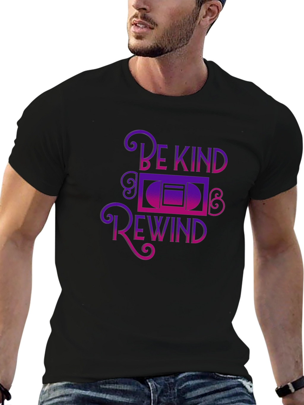 Be Kind Rewind Graphic Tee - Black
