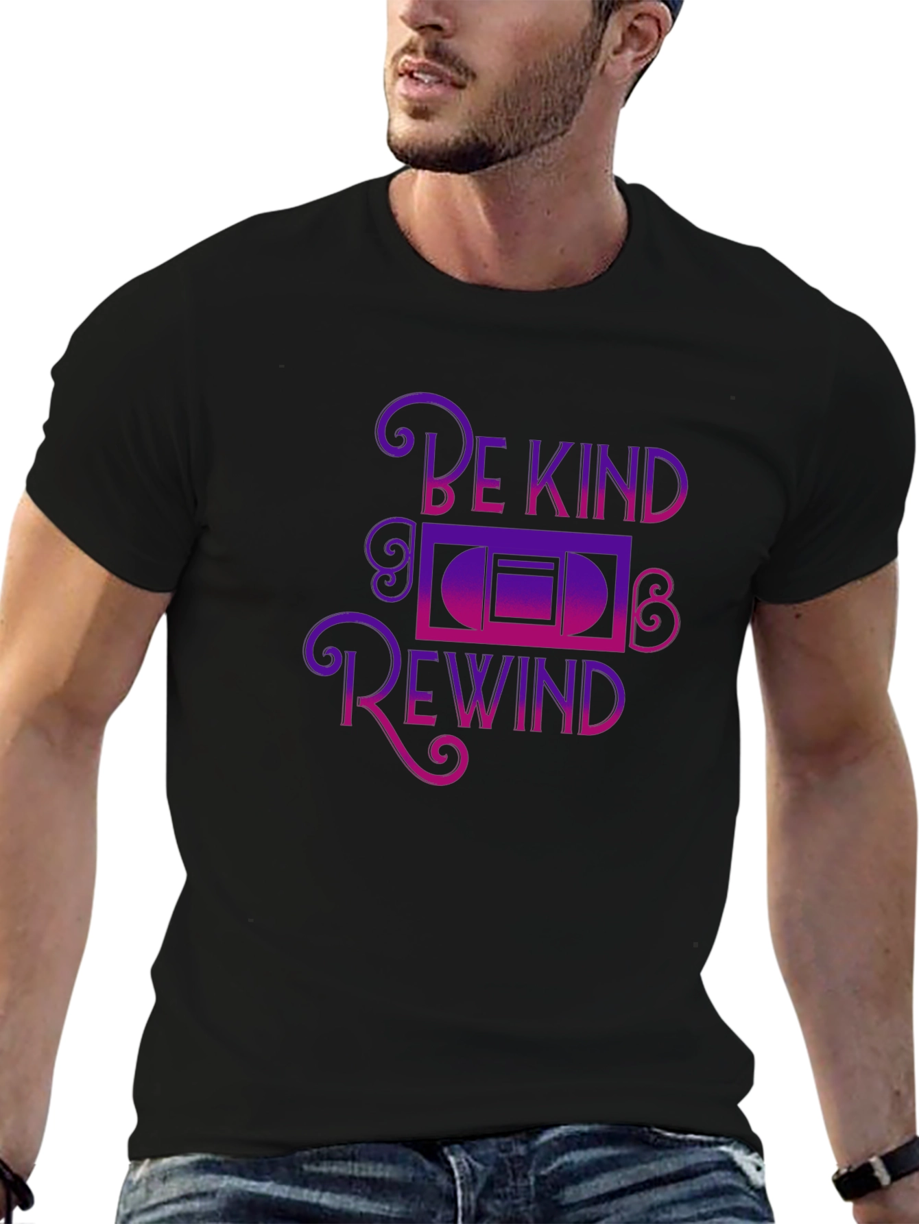 Be Kind Rewind Graphic Tee - Black