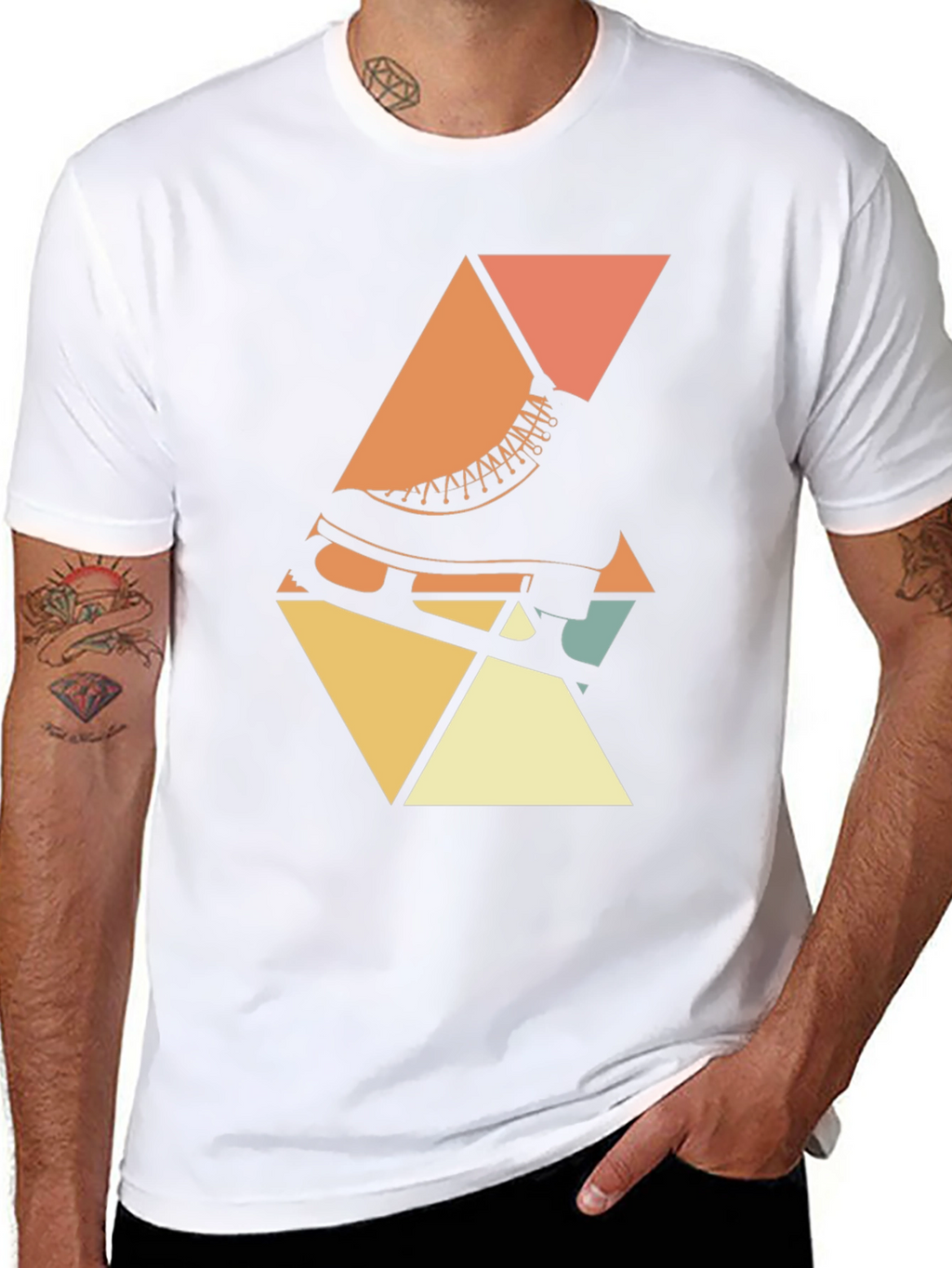 Retro Skate T-Shirt - Geometric Design