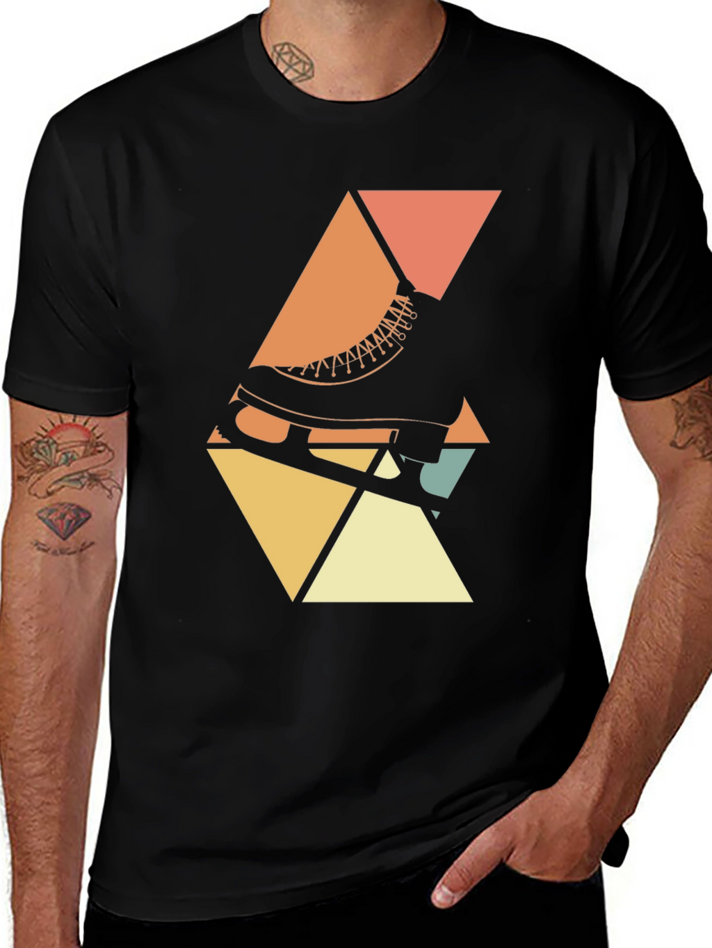 Retro Skate T-Shirt - Geometric Design