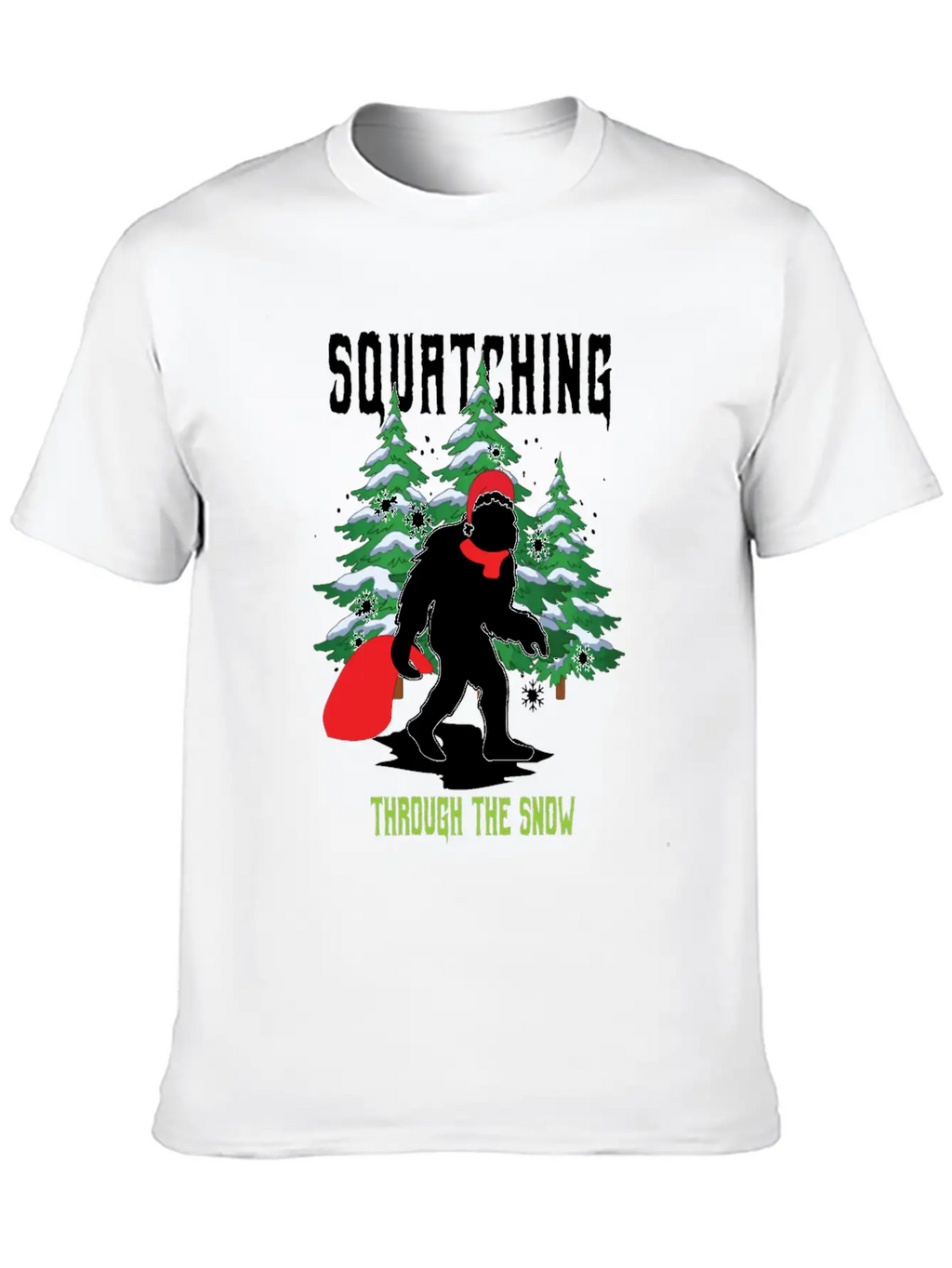 Squatching Throw The Snow Christmas Bigfoot Breathable Graphic T-Shirt – Perfect For Casual Days
