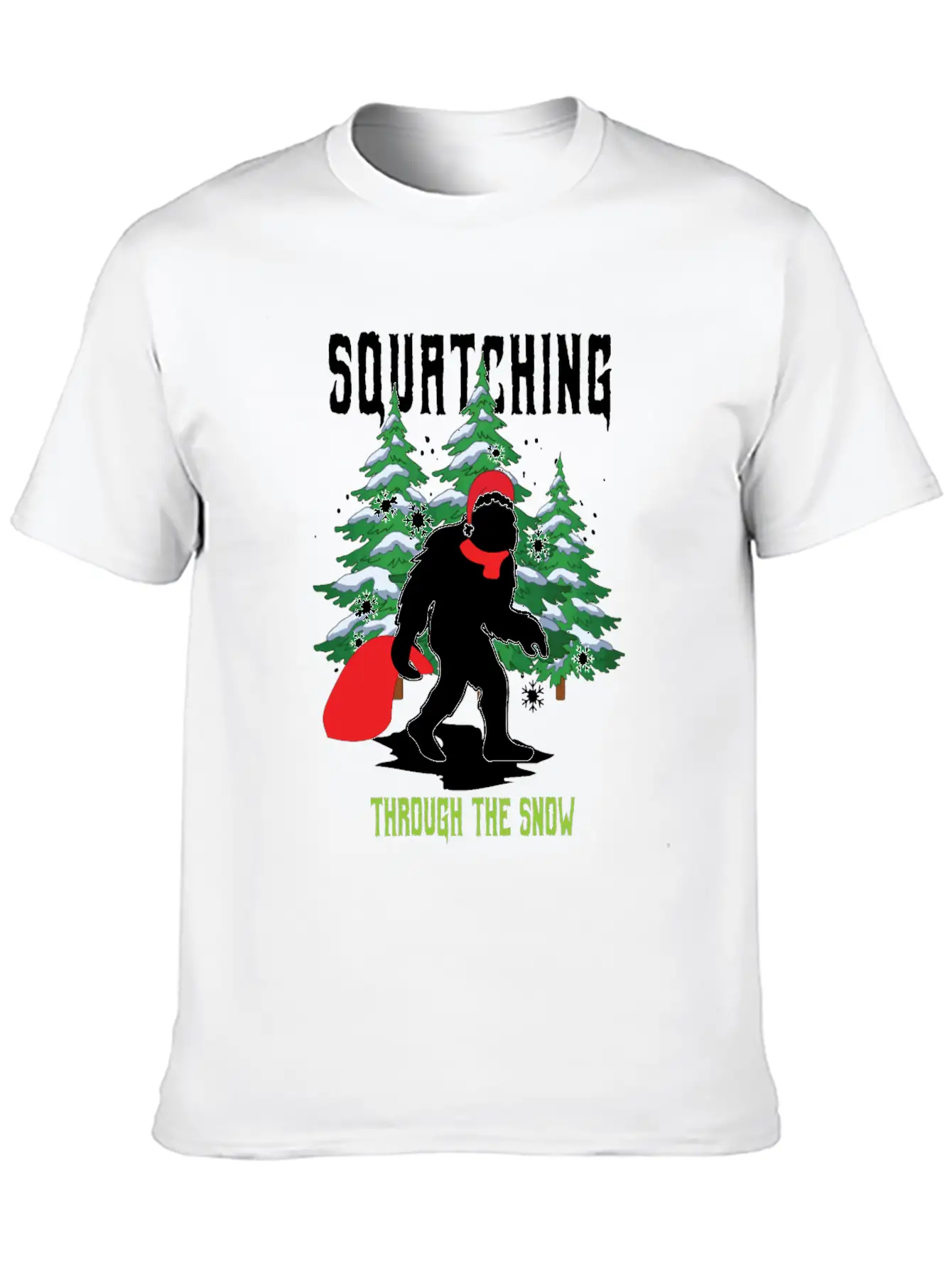 Squatching Throw The Snow Christmas Bigfoot Breathable Graphic T-Shirt – Perfect For Casual Days