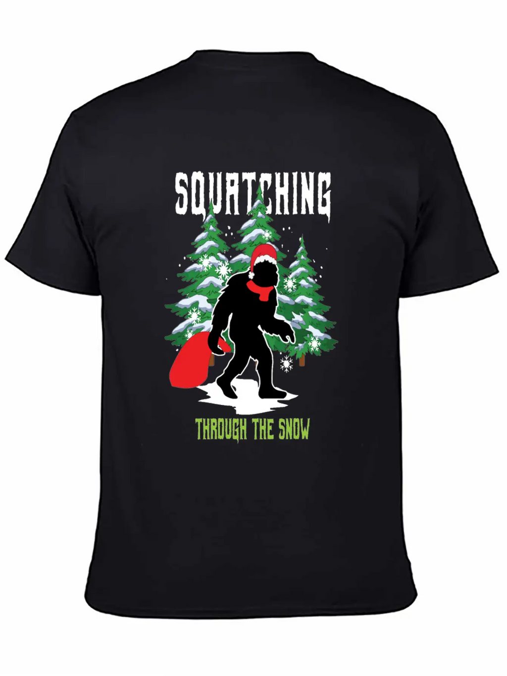 Squatching Throw The Snow Christmas Bigfoot Breathable Graphic T-Shirt – Perfect For Casual Days