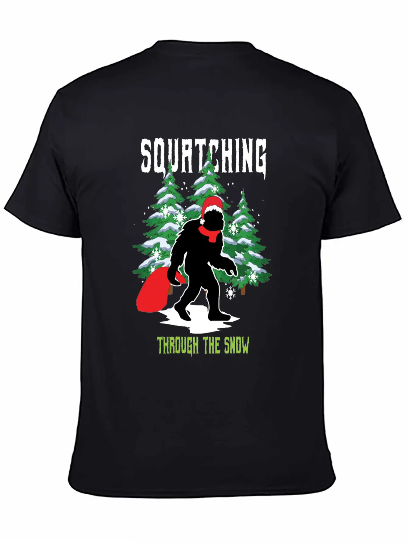 Squatching Throw The Snow Christmas Bigfoot Breathable Graphic T-Shirt – Perfect For Casual Days