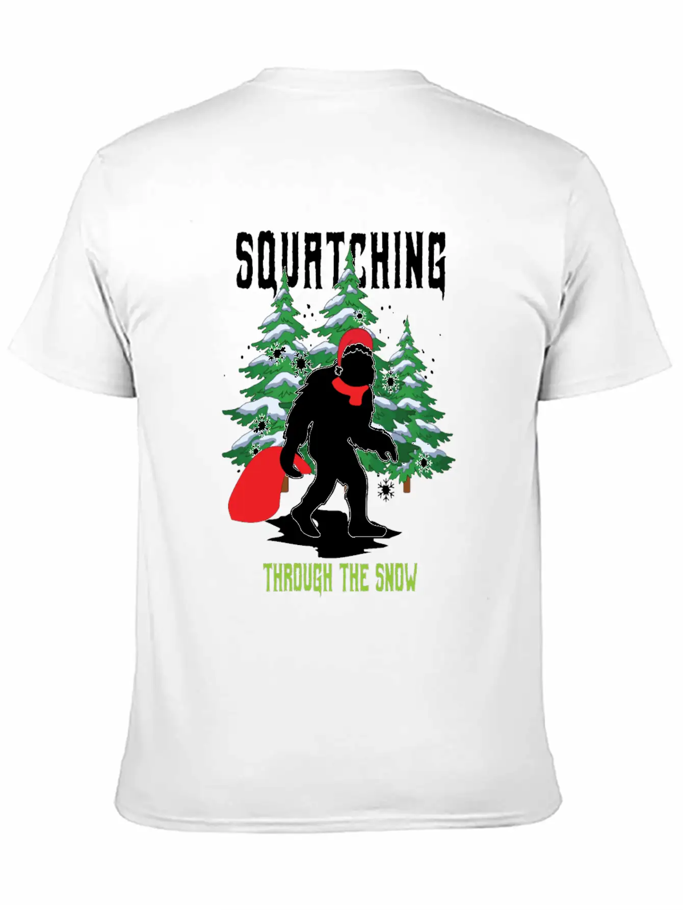 Squatching Throw The Snow Christmas Bigfoot Breathable Graphic T-Shirt – Perfect For Casual Days