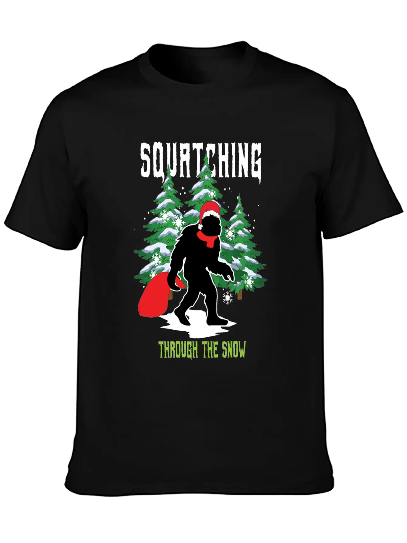 Squatching Throw The Snow Christmas Bigfoot Breathable Graphic T-Shirt – Perfect For Casual Days