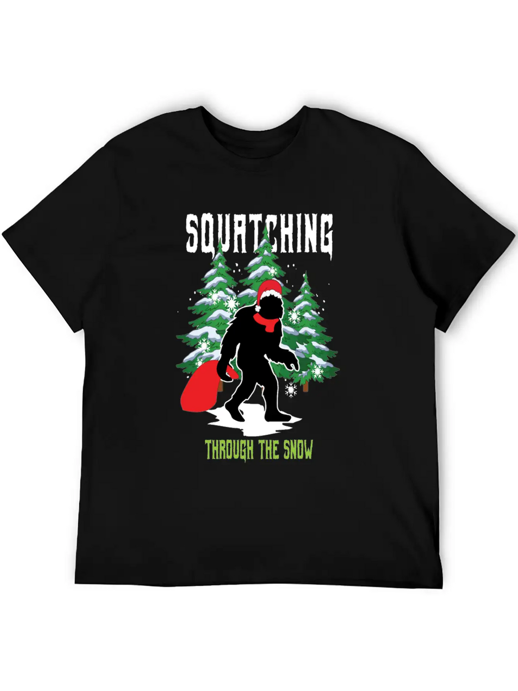Squatching Throw The Snow Christmas Bigfoot Breathable Graphic T-Shirt – Perfect For Casual Days