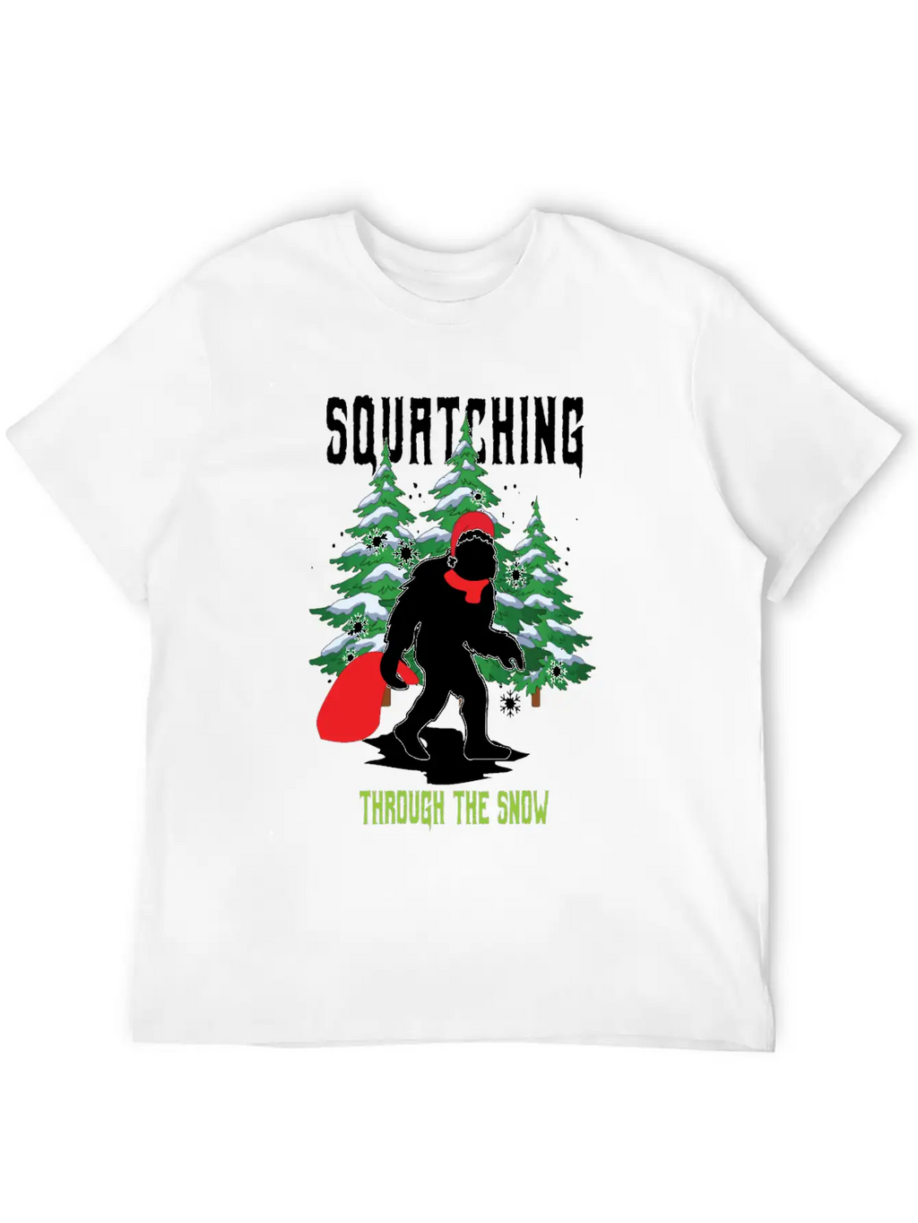 Squatching Throw The Snow Christmas Bigfoot Breathable Graphic T-Shirt – Perfect For Casual Days