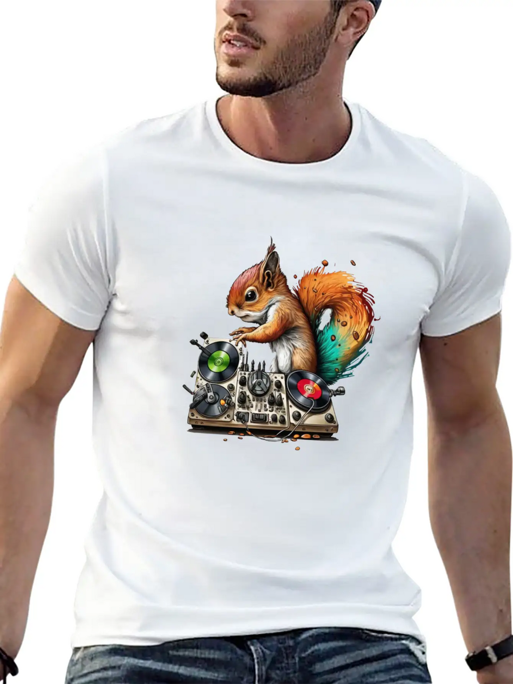 Squirell Dj Stylish Everyday T-Shirt – Unisex Basic Cotton Tee