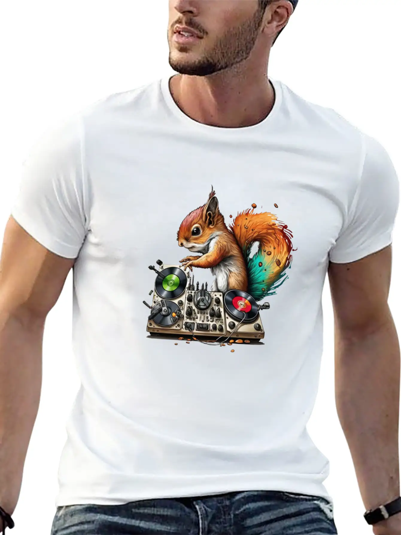 Squirell Dj Stylish Everyday T-Shirt – Unisex Basic Cotton Tee
