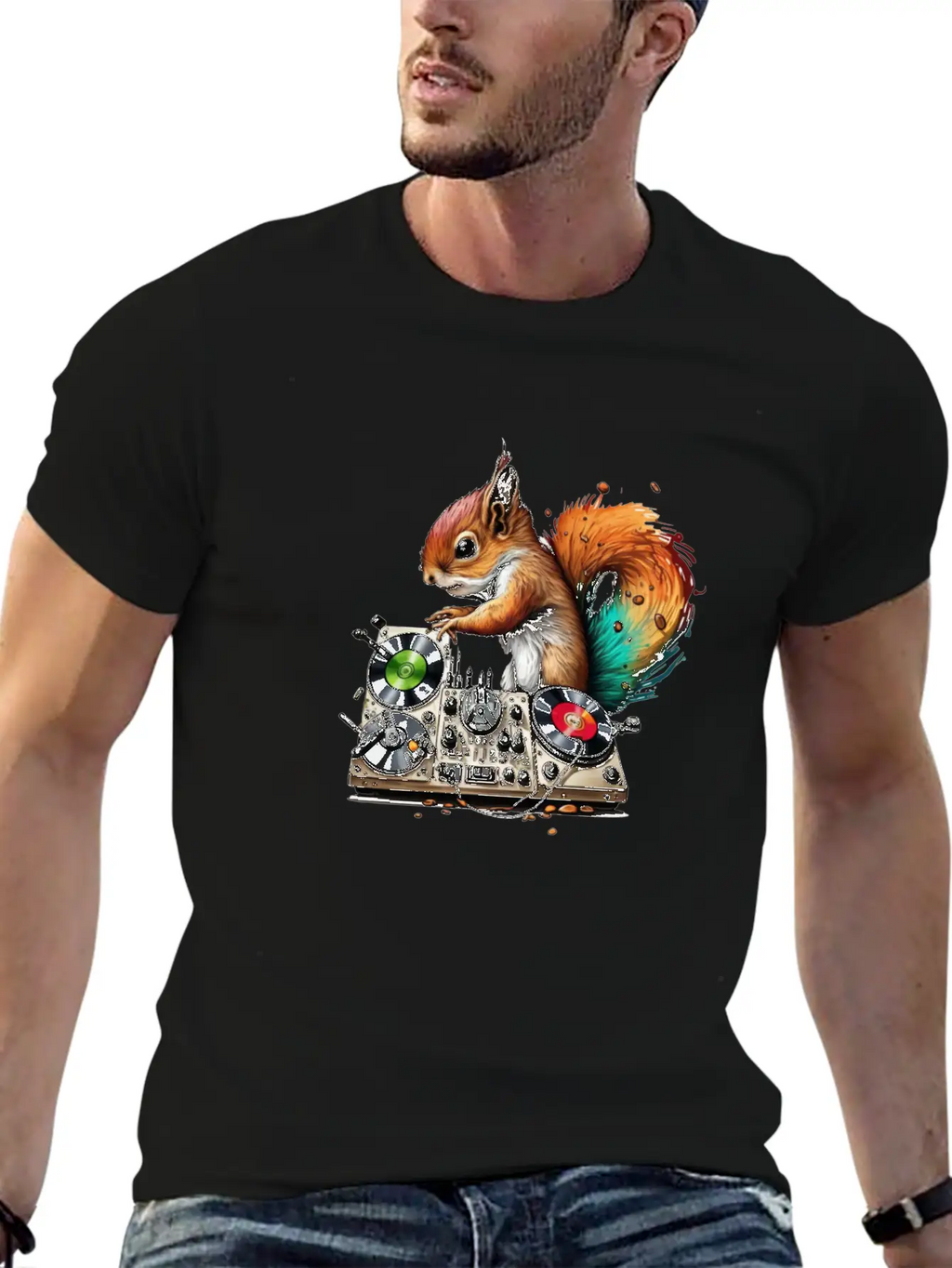 Squirell Dj Stylish Everyday T-Shirt – Unisex Basic Cotton Tee
