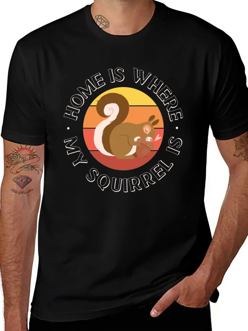 Squirrel Acorn Home Is Where My Basic Graphic T-Shirt – Daily Comfort In Soft Cotton