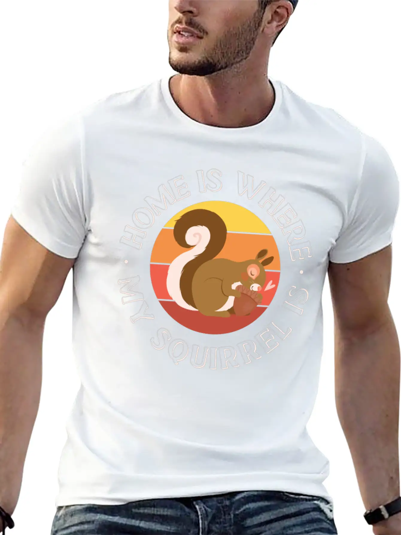 Squirrel Acorn Home Is Where My Basic Graphic T-Shirt – Daily Comfort In Soft Cotton