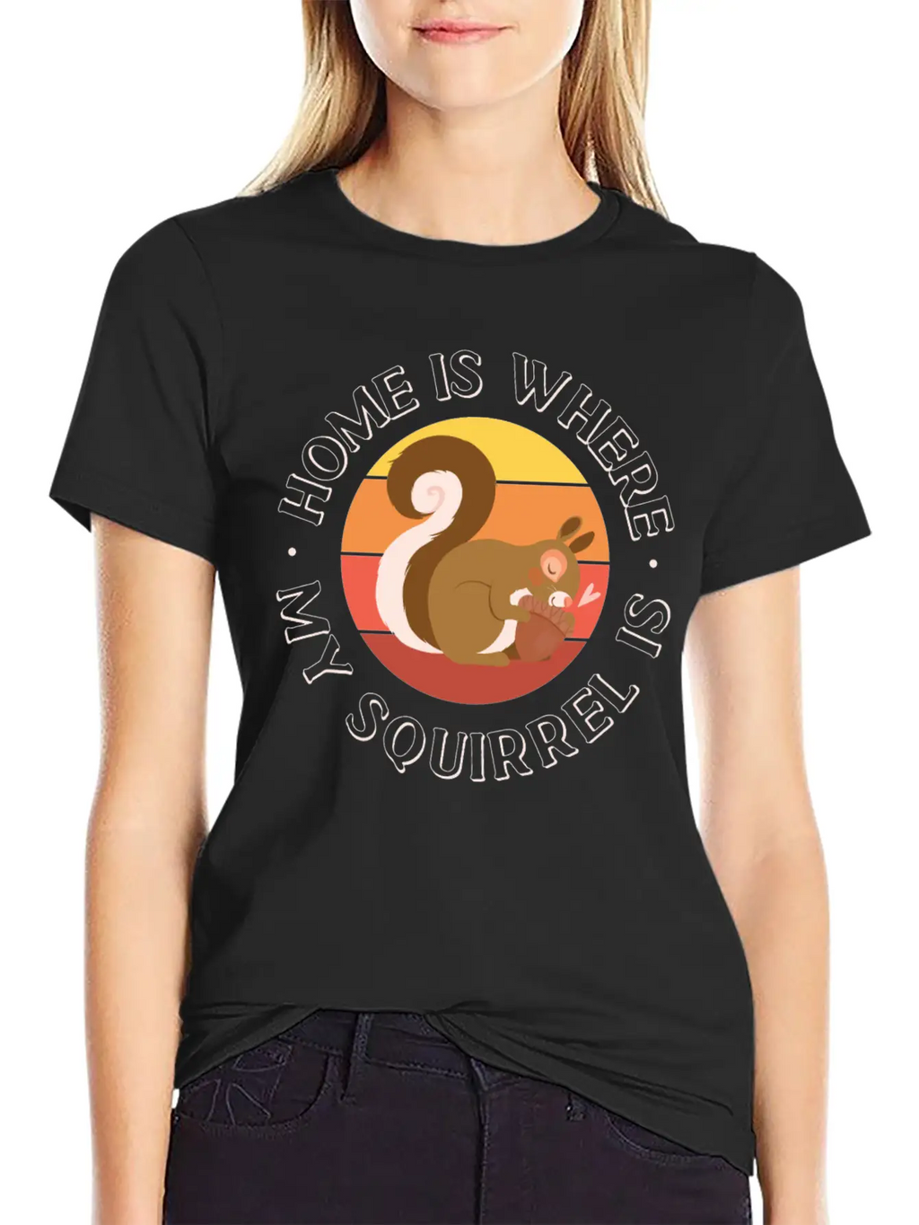 Squirrel Acorn Home Is Where My Basic Graphic T-Shirt – Daily Comfort In Soft Cotton