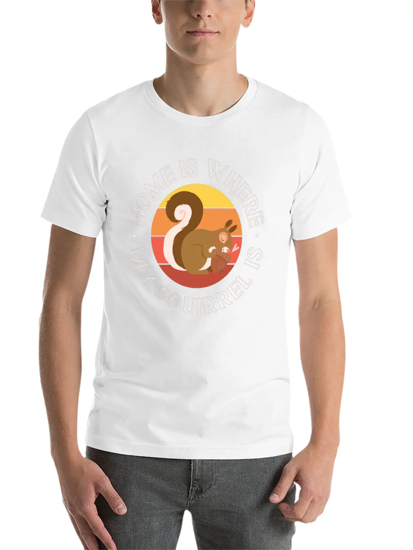 Squirrel Acorn Home Is Where My Basic Graphic T-Shirt – Daily Comfort In Soft Cotton