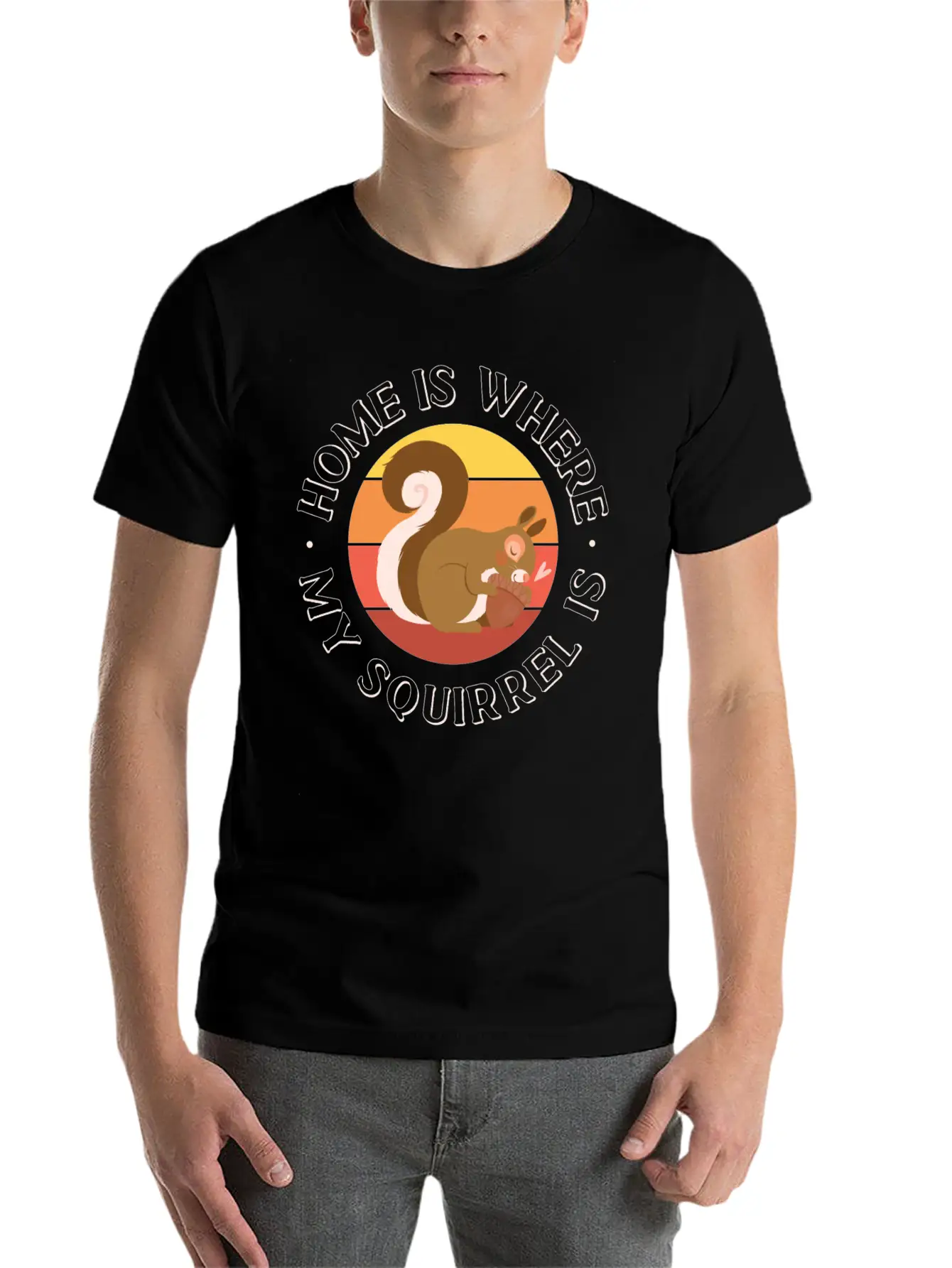 Squirrel Acorn Home Is Where My Basic Graphic T-Shirt – Daily Comfort In Soft Cotton
