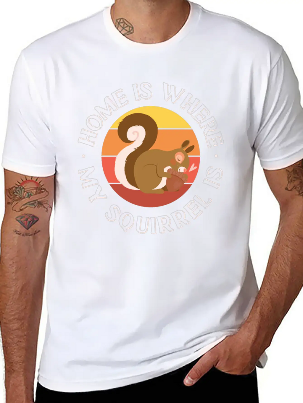Squirrel Acorn Home Is Where My Basic Graphic T-Shirt – Daily Comfort In Soft Cotton