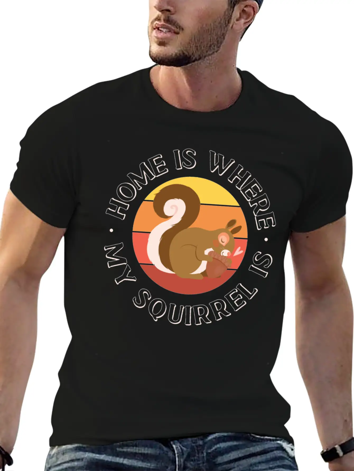 Squirrel Acorn Home Is Where My Basic Graphic T-Shirt – Daily Comfort In Soft Cotton