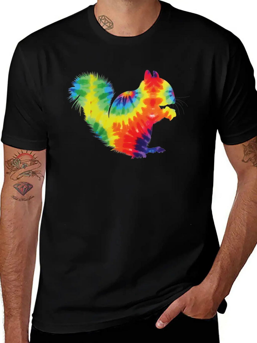 Squirrel Acorn Tie Dye Stylish Everyday T-Shirt – Unisex Basic Cotton Tee