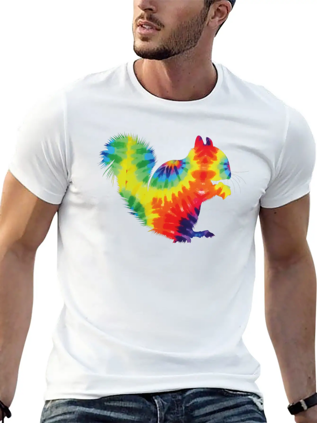 Squirrel Acorn Tie Dye Stylish Everyday T-Shirt – Unisex Basic Cotton Tee
