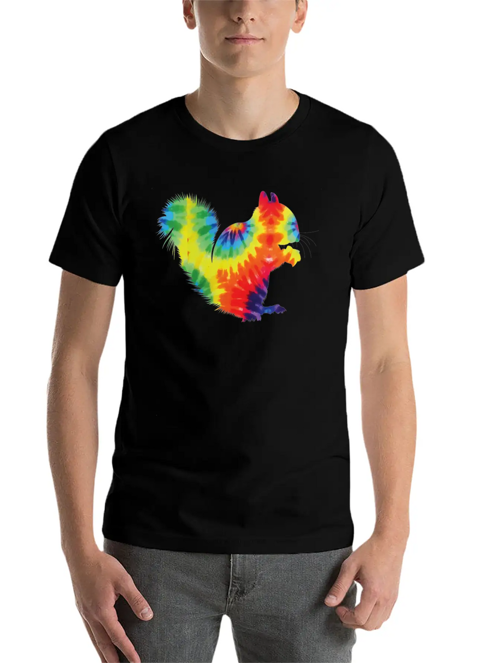 Squirrel Acorn Tie Dye Stylish Everyday T-Shirt – Unisex Basic Cotton Tee