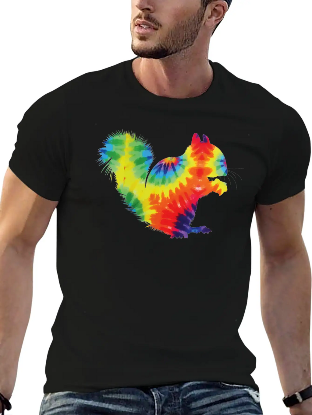 Squirrel Acorn Tie Dye Stylish Everyday T-Shirt – Unisex Basic Cotton Tee