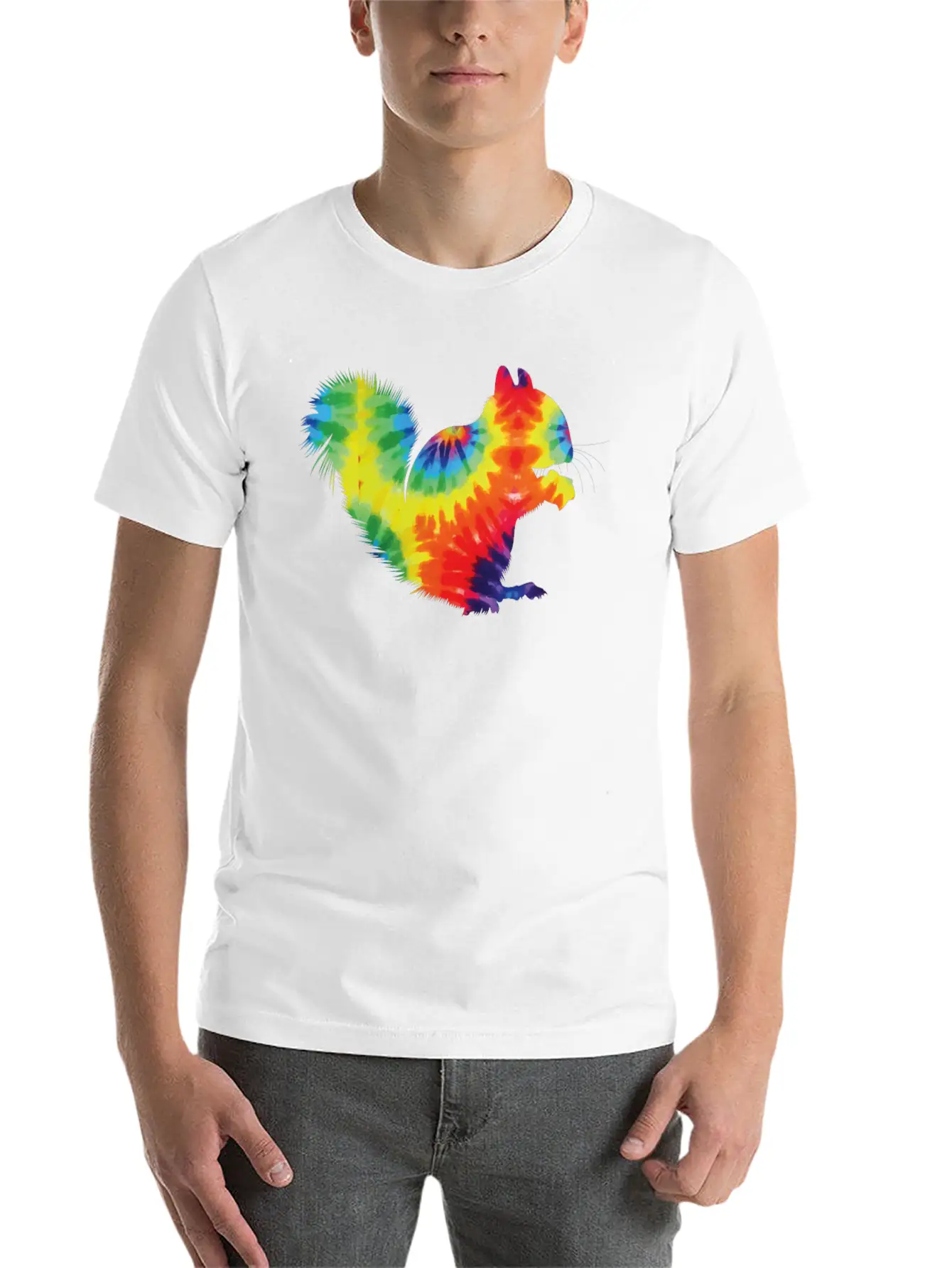 Squirrel Acorn Tie Dye Stylish Everyday T-Shirt – Unisex Basic Cotton Tee