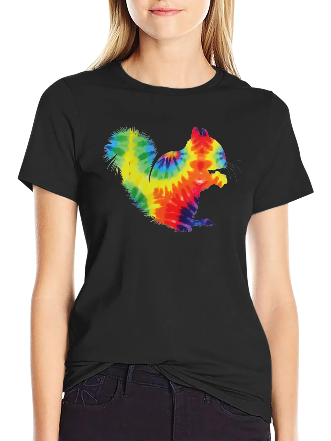 Squirrel Acorn Tie Dye Stylish Everyday T-Shirt – Unisex Basic Cotton Tee