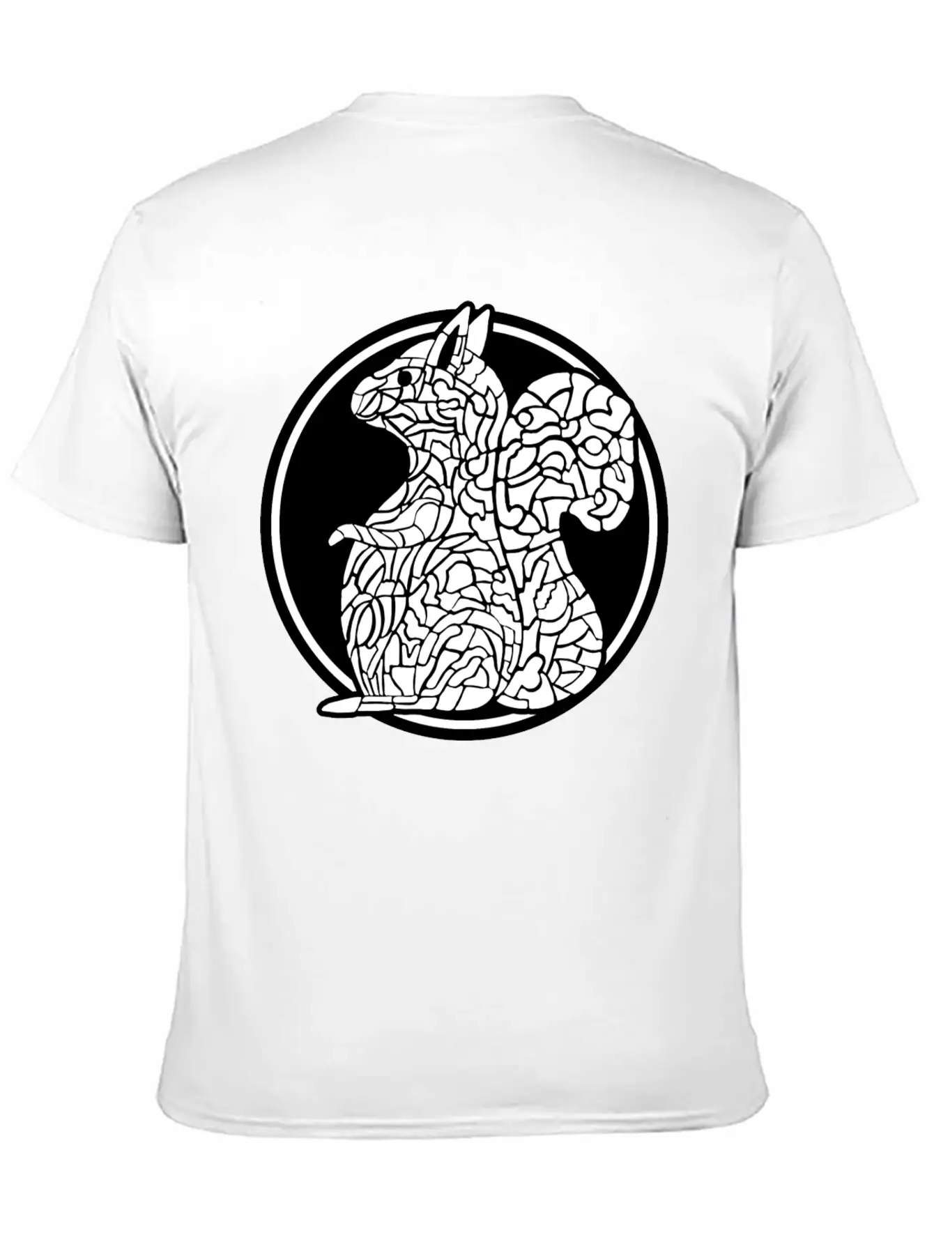 Squirrel Mosaic In Circle Retro Stylish Everyday T-Shirt – Unisex Basic Cotton Tee