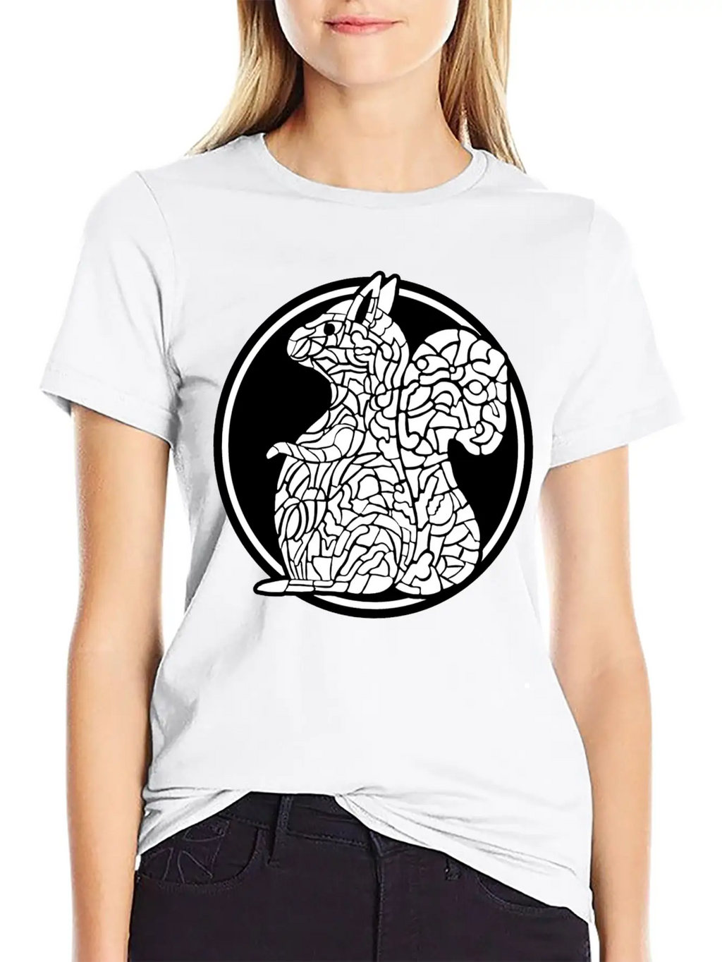 Squirrel Mosaic In Circle Retro Stylish Everyday T-Shirt – Unisex Basic Cotton Tee