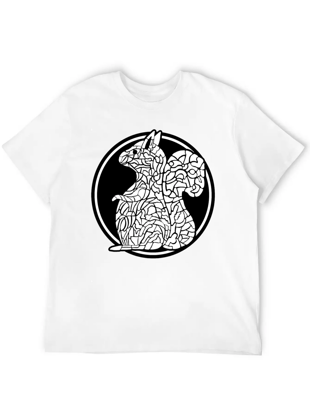 Squirrel Mosaic In Circle Retro Stylish Everyday T-Shirt – Unisex Basic Cotton Tee