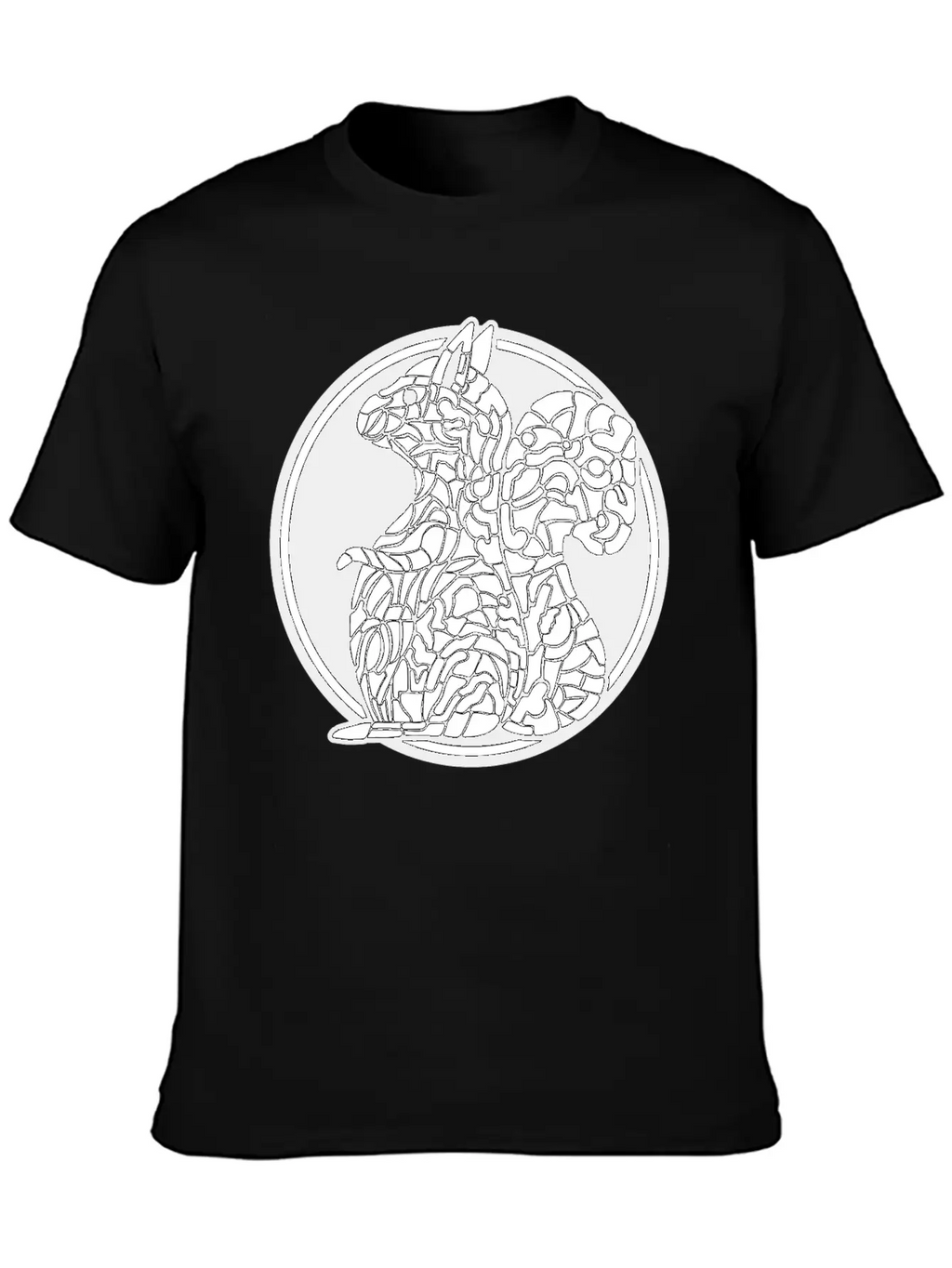 Squirrel Mosaic In Circle Retro Stylish Everyday T-Shirt – Unisex Basic Cotton Tee