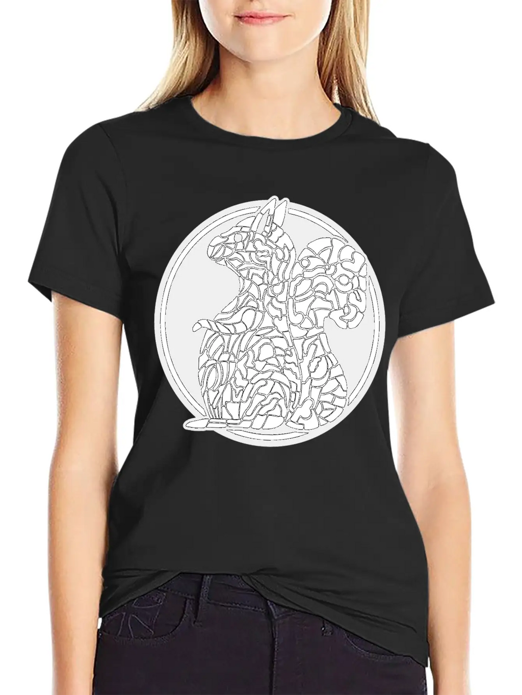 Squirrel Mosaic In Circle Retro Stylish Everyday T-Shirt – Unisex Basic Cotton Tee