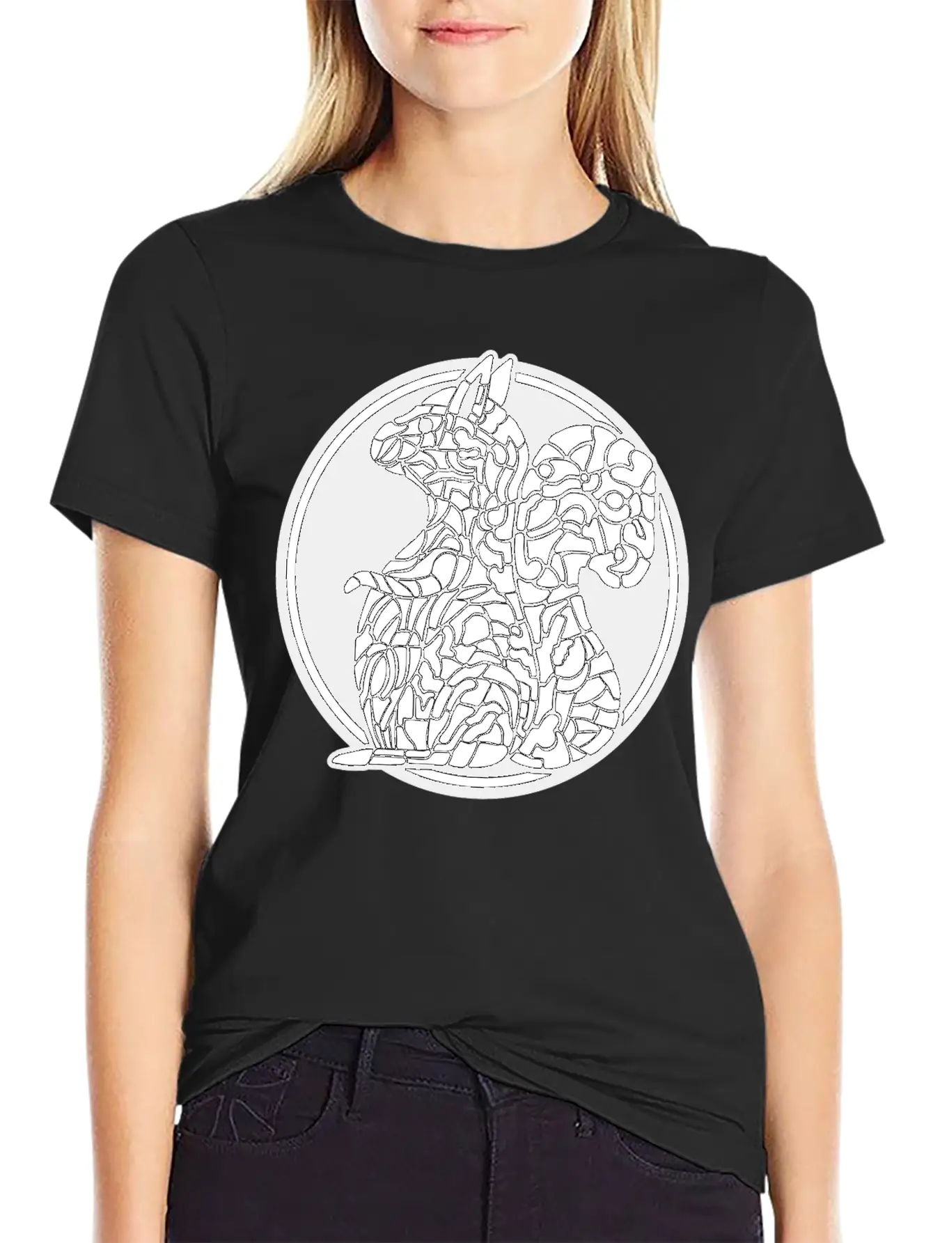 Squirrel Mosaic In Circle Retro Stylish Everyday T-Shirt – Unisex Basic Cotton Tee
