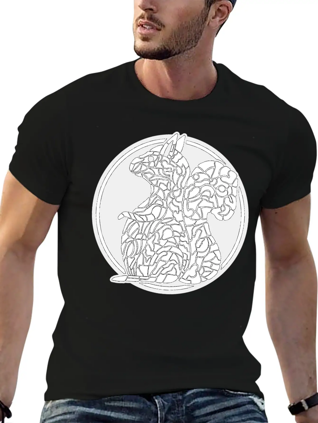 Squirrel Mosaic In Circle Retro Stylish Everyday T-Shirt – Unisex Basic Cotton Tee